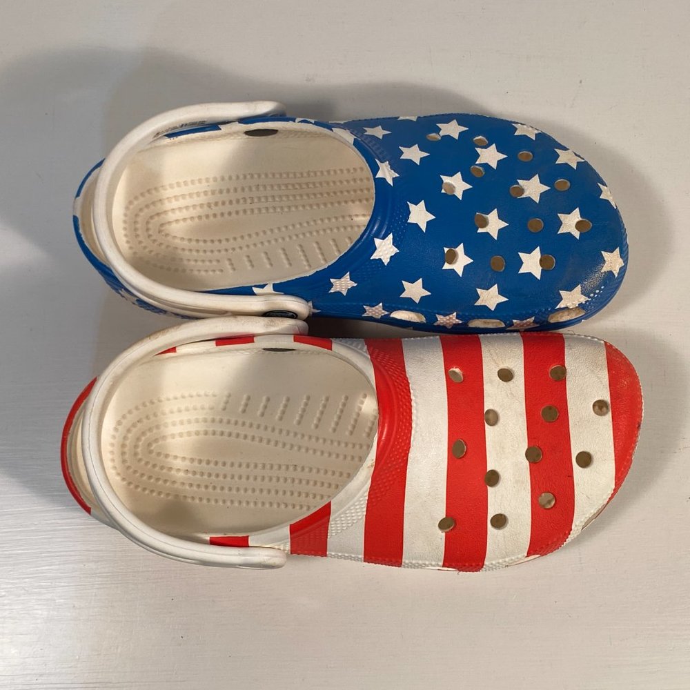 Crocs Stars and Stripes US Flag Print Clogs Women Size 8 - Picture 5 of 8